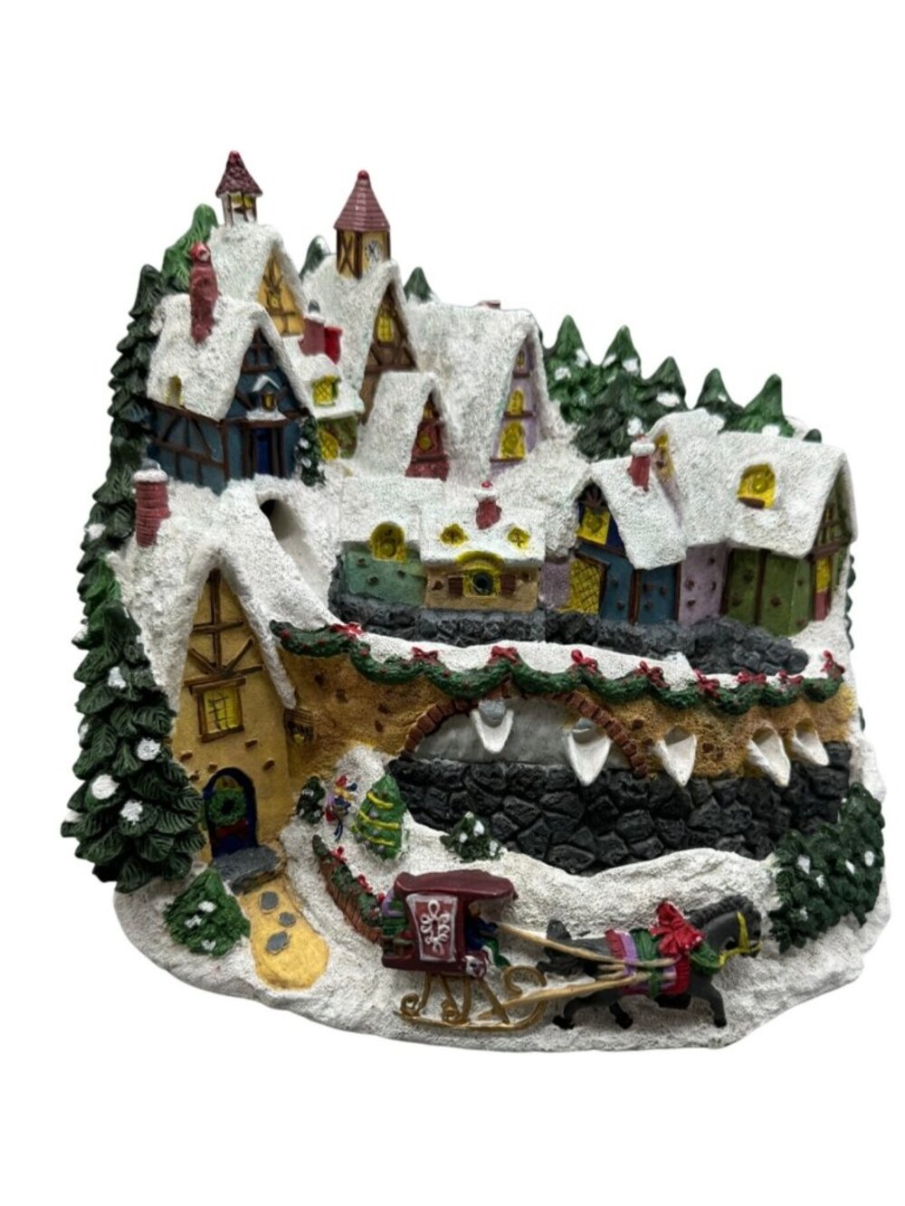 parts only not tested Charming Hand-Painted Christmas Village decor snow 8" READ